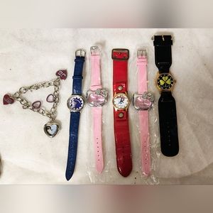 Novelty & Advertising Watch Lot of 6. Bieber Irish Spring Hello Kitty Doughboy.